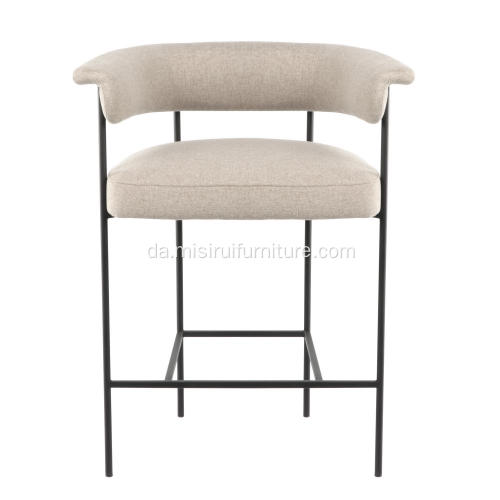 Nyt design minimalistisk hvidt stof armlæns bar stol